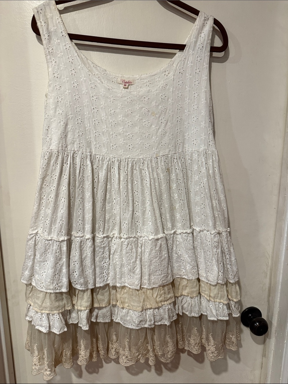 Worlds most beautiful Eyelet Tiered Ruffle Sundress - White with Cream Accents